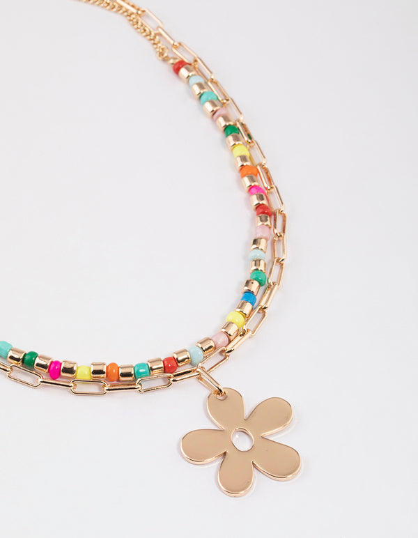 Seed Bead Flower Necklace – OMNIA